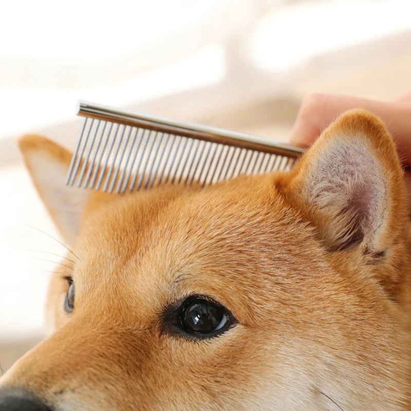 Stainless Steel Dog Dematting Comb | Fur Removal Brush for Long & Thick Hair