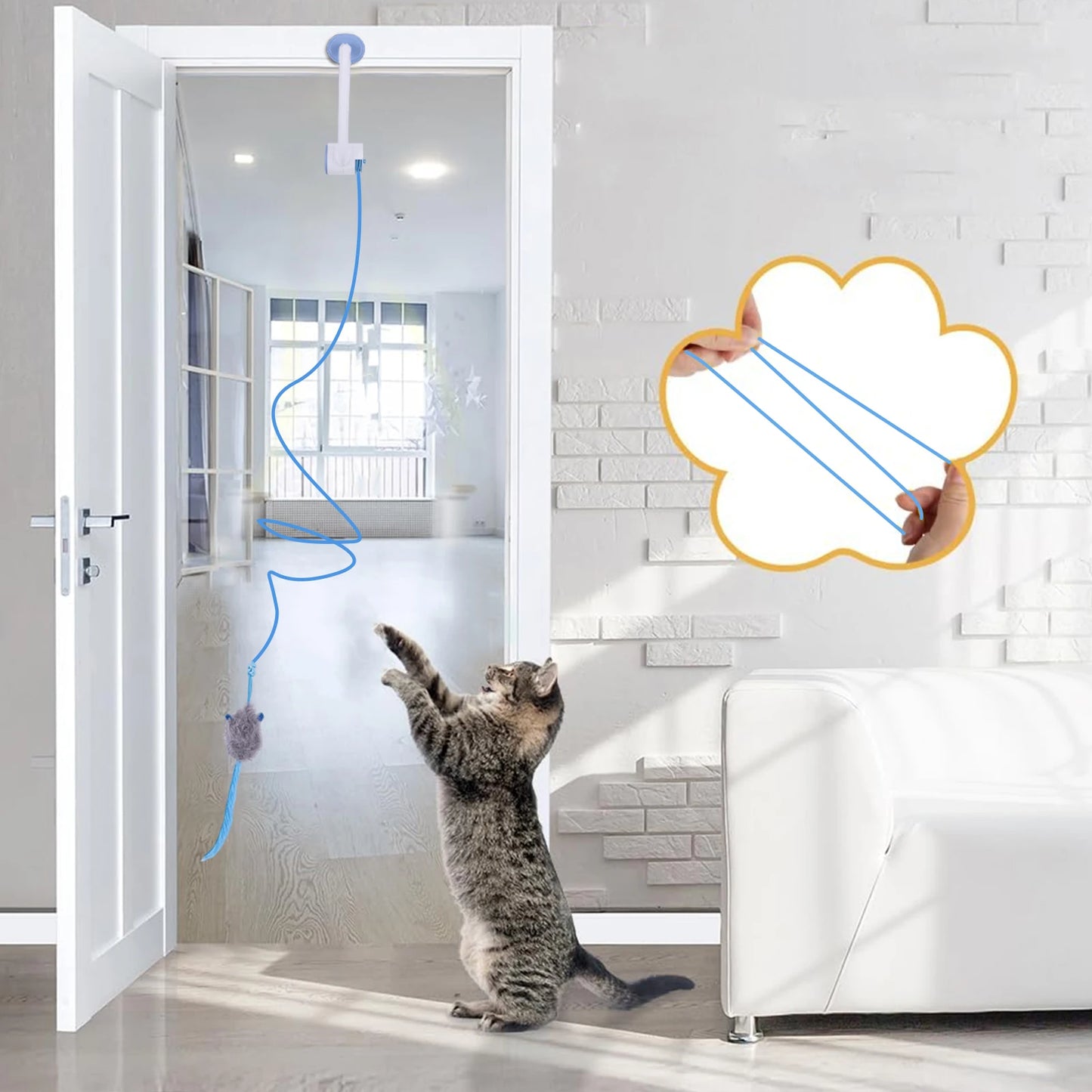 Automatic Retractable Door Hanging Cat Toy | Self-Play Exercise Toy for Kittens