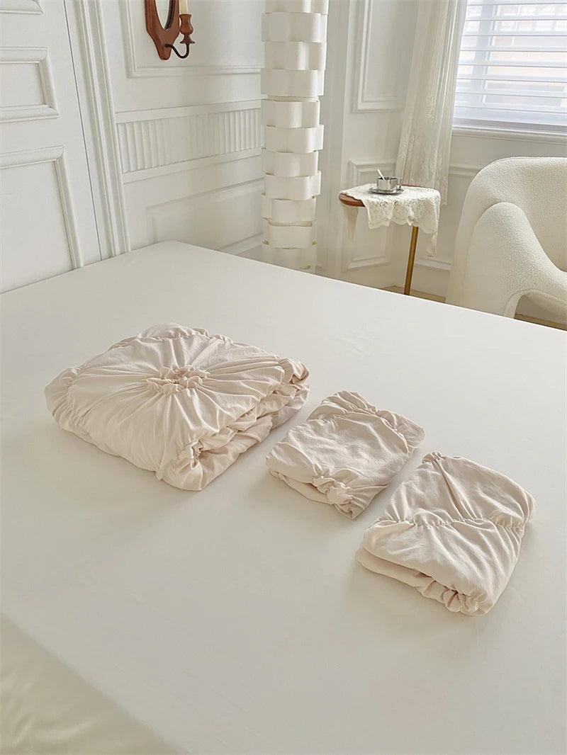 3D Twist Flower Pinch Pleated Bedding Set | Luxury Duvet Cover Queen & Double Size