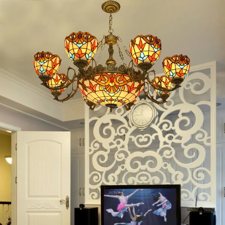European Baroque Glass Chandelier | Retro Pendant Ceiling Lamp for Bedroom & Villa