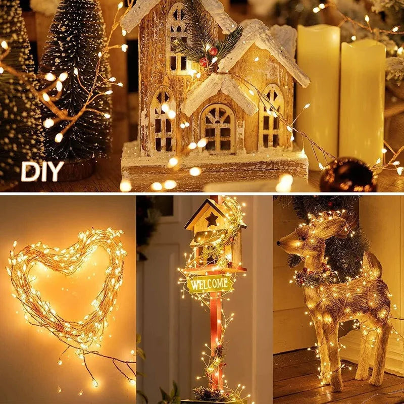 USB LED Firecracker String Fairy Lights | Remote Control Garland for Party & Garden