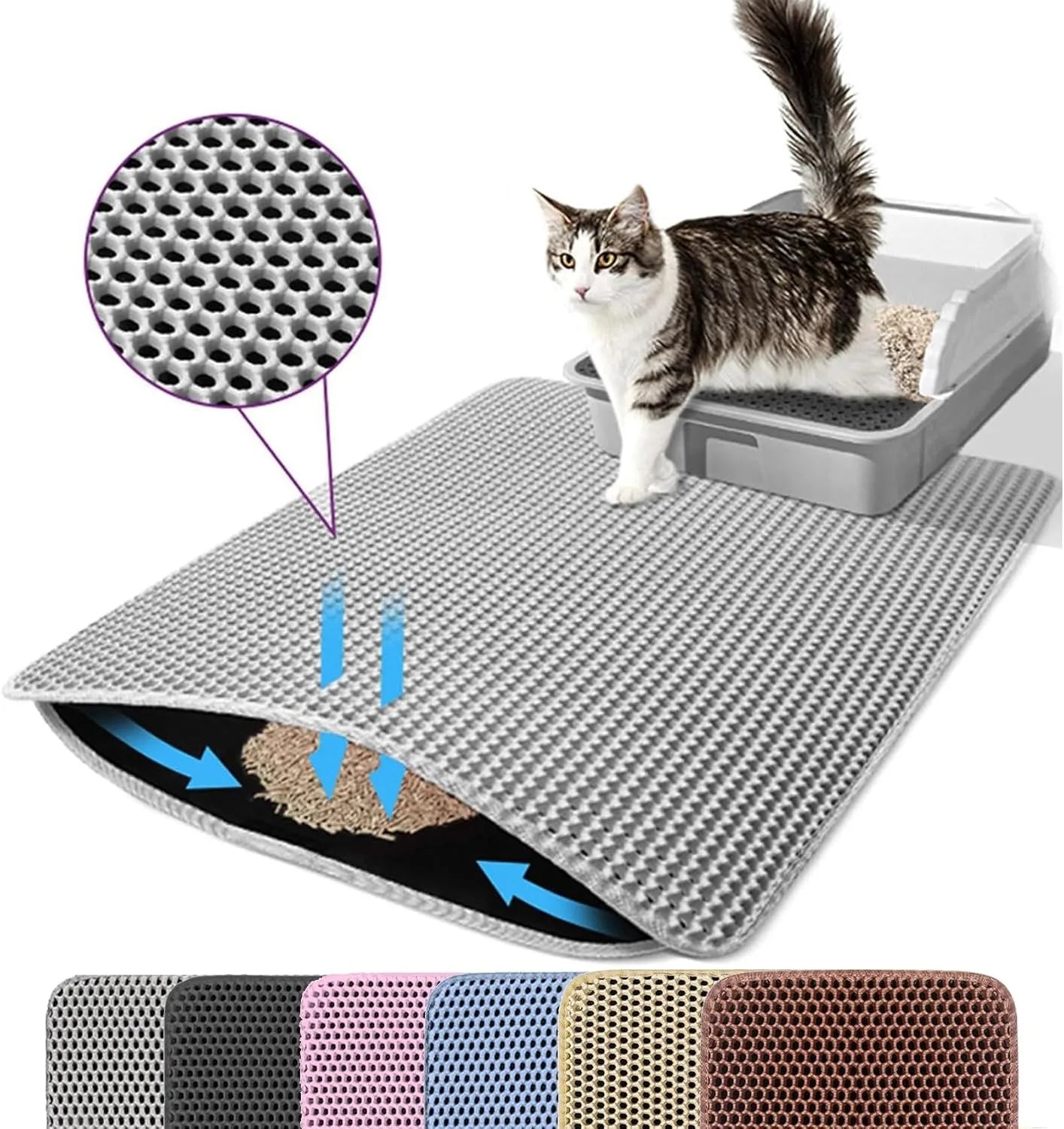 Double Layer Cat Litter Mat | Waterproof Anti-Slip Litter Box Filter Mat
