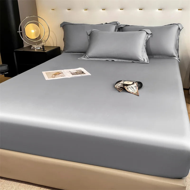 Natural Mulberry Silk Fitted Sheet | Luxury Mattress Cover King Queen Custom Size