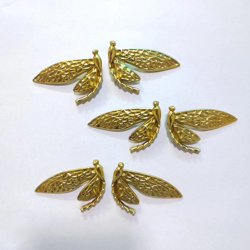 Nordic Gold Dragonfly Brass Cabinet Pull | Luxury Single Hole Kitchen Drawer Handle