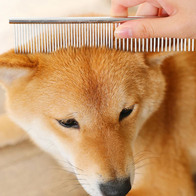 Stainless Steel Dog Dematting Comb | Fur Removal Brush for Long & Thick Hair