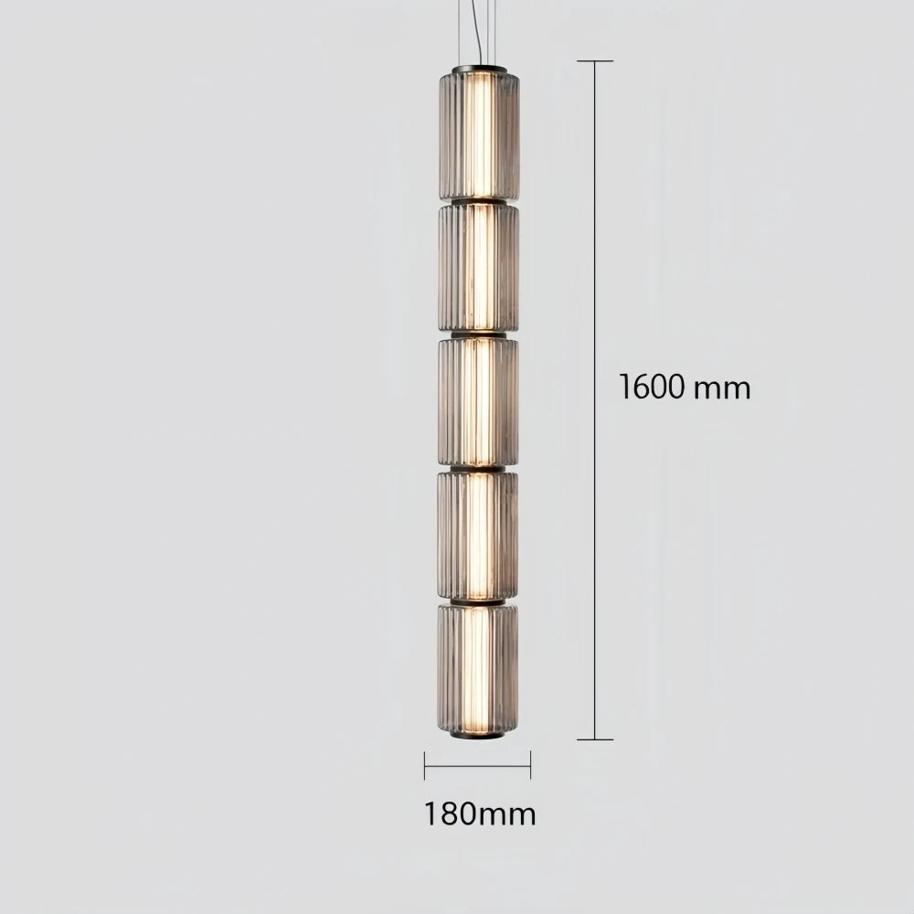Nordic LED Pendant Light Smoke Gray Glass | Long Stripe Hanging Lamp for Dining Room