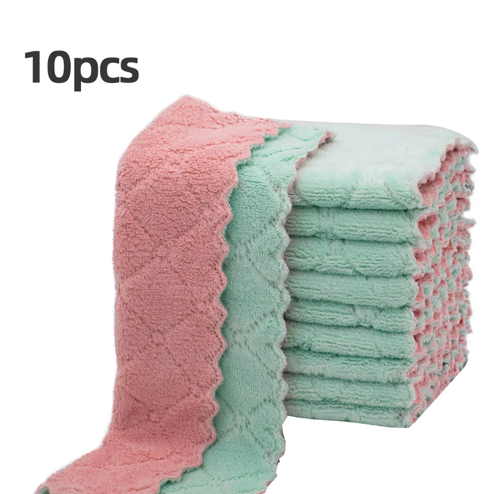 10PCS Kitchen Towels & Dishcloths Set | Colorful Small Dish Washing Rags