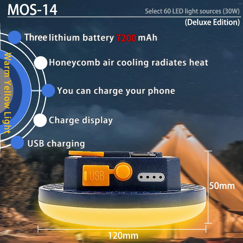 Rechargeable Portable Camping Lantern | Emergency LED Tent Light & Flashlight