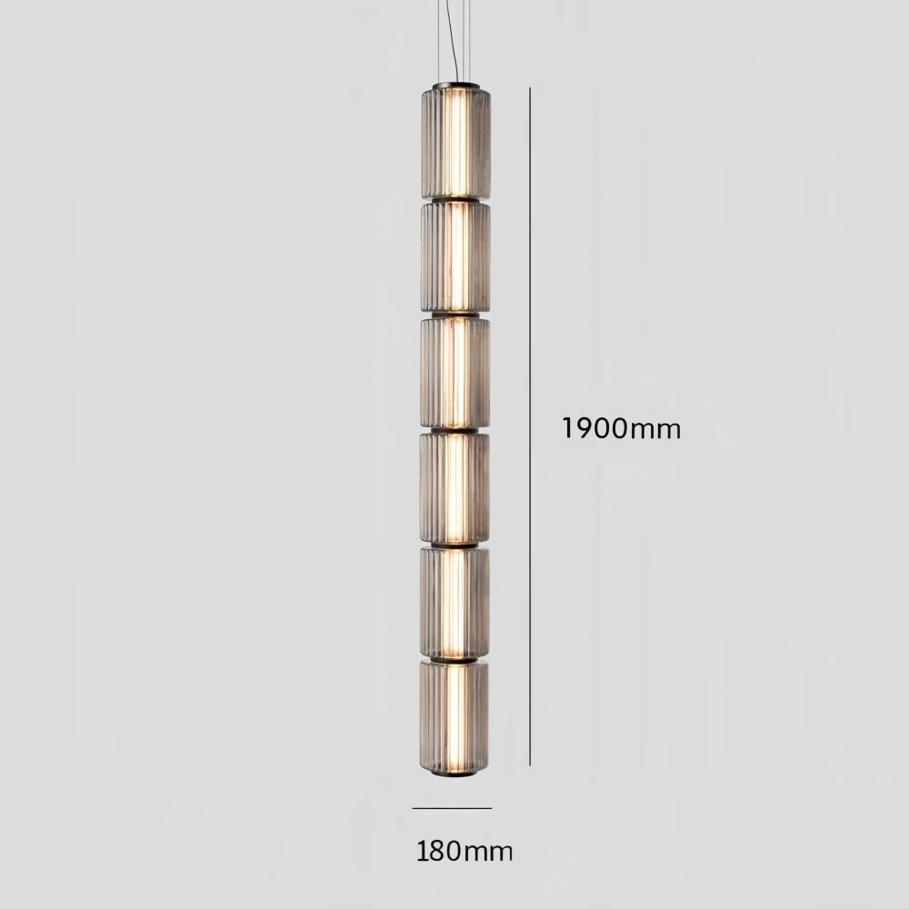 Nordic LED Pendant Light Smoke Gray Glass | Long Stripe Hanging Lamp for Dining Room