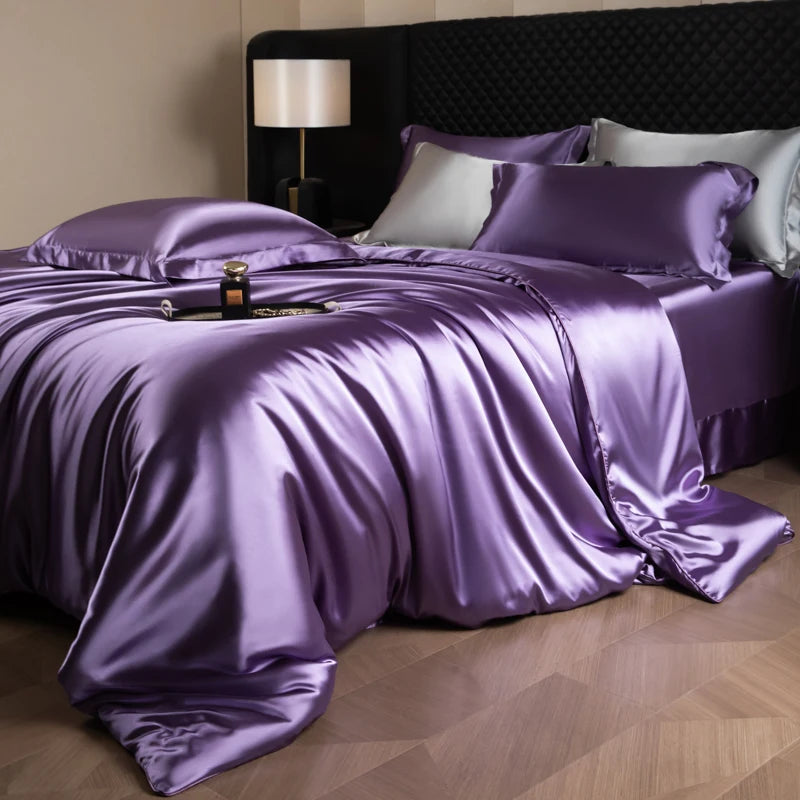 Silk Rayon Luxury Bedding Set | Duvet Cover, Fitted Sheet & Pillowcases King Queen Twin
