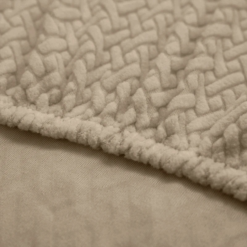 Jacquard Elastic Sofa Slipcover | Twill Pattern Furniture Protector for Living Room