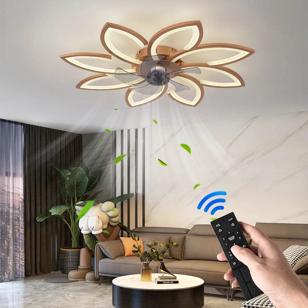 Petal LED Ceiling Fan with Light | Remote Control Bedroom & Dining Room Lamp