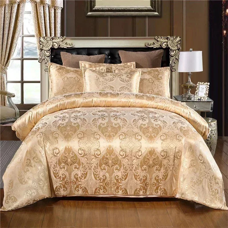 Luxury Satin Jacquard Duvet Cover Set | European Wedding Bedding King Queen Size